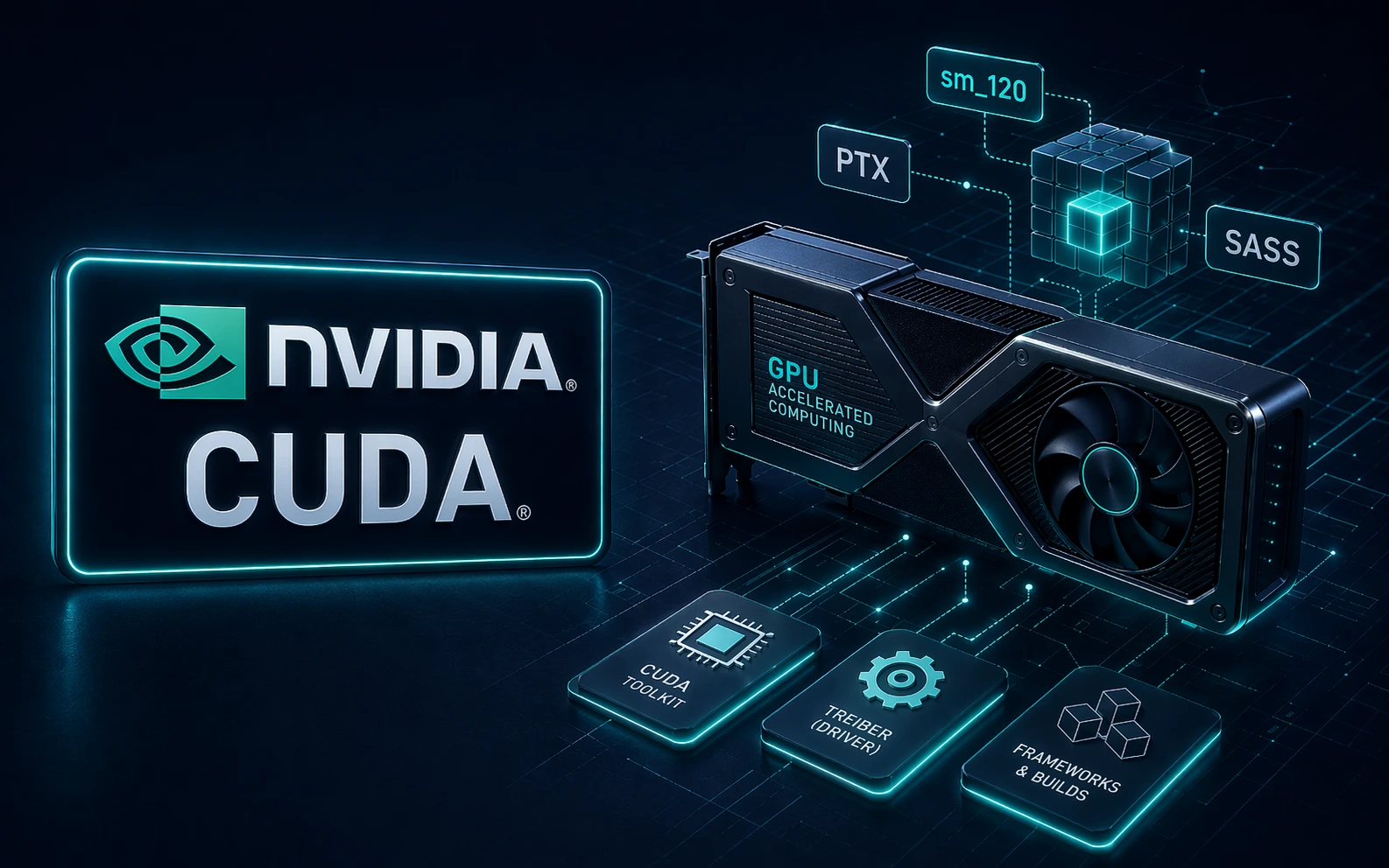 Abstract illustration of CUDA, GPU architectures, and toolchain layers